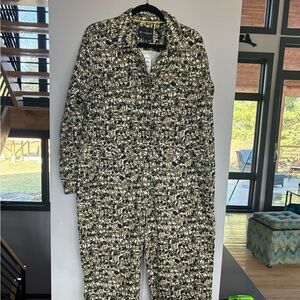 Wildfang Green, Black and Patterned Jumpsuit Large